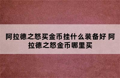 阿拉德之怒买金币挂什么装备好 阿拉德之怒金币哪里买